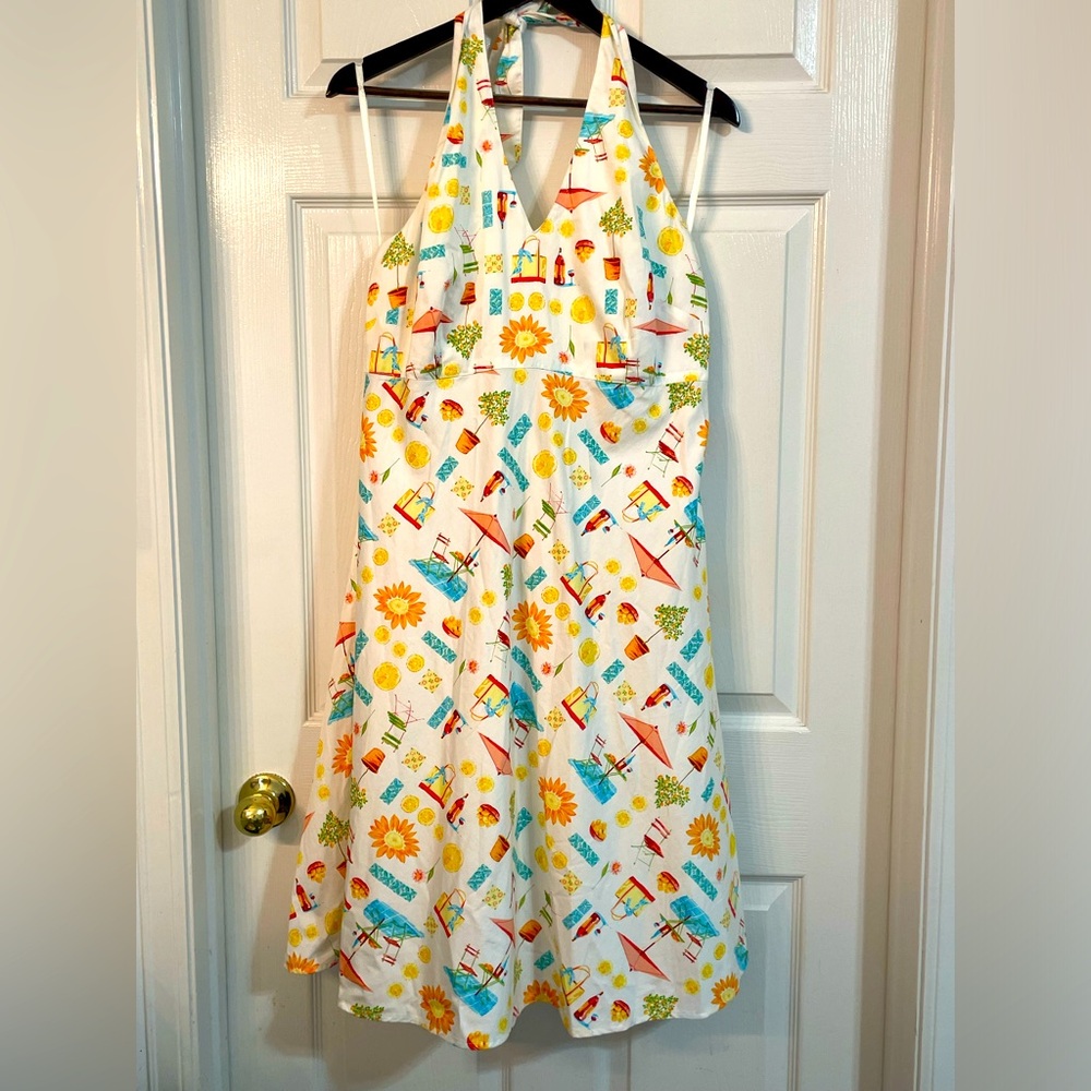 Liz Claiborne halter empire style dress size 14 new summer tropical colorful fun